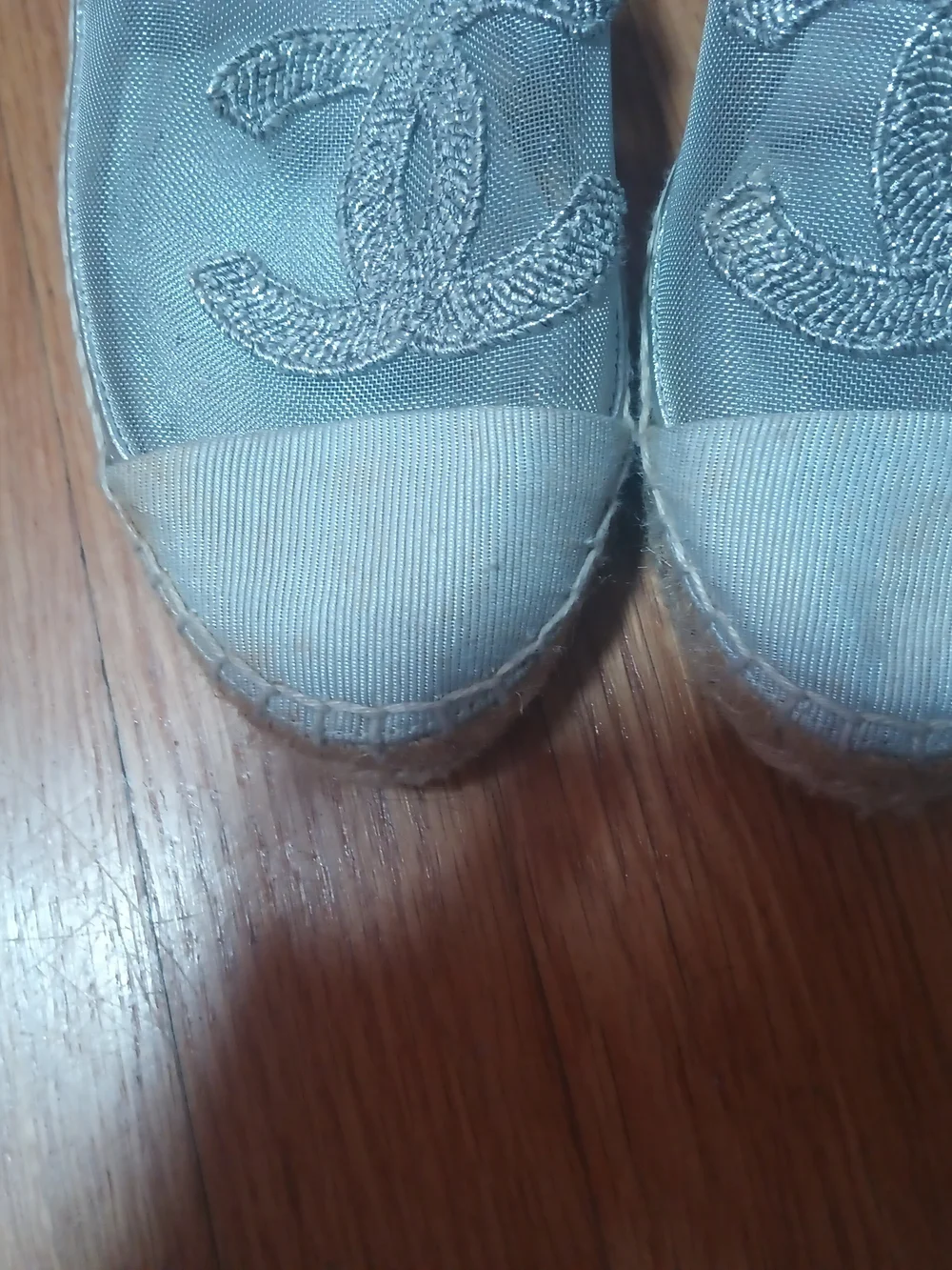 Chanel Silver Espadrille Flats - Women's Slip-On Shoes
